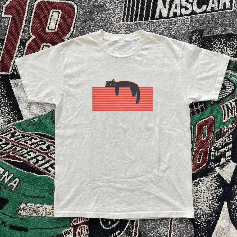 White Lazy Cat T-Shirt